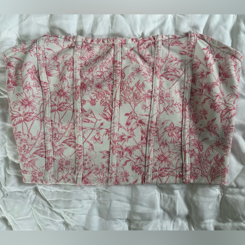 Pink floral corset top